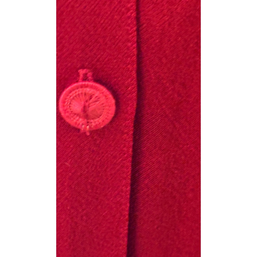 Vintage HABITAT Red Silky Button Down Long Sleeve Collared Blouse Shirt - Picture 4 of 10